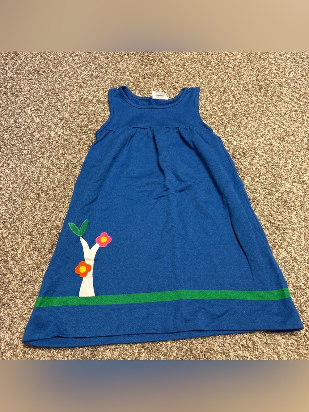 Vintage Florence Eiseman Blue Appliqué Dress with tree Flowers